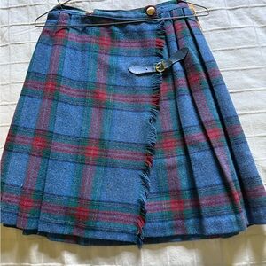 Elegant Plaid A-Line Skirt - Blue and Red